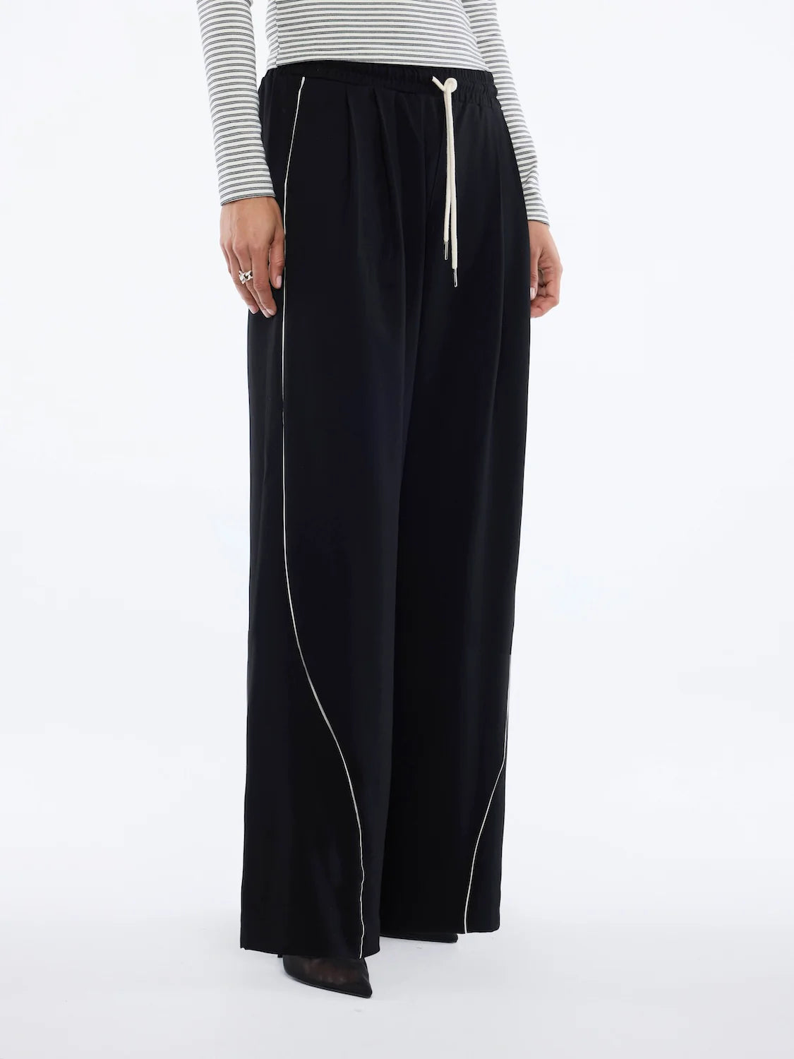 Bowie wide leg pant, black