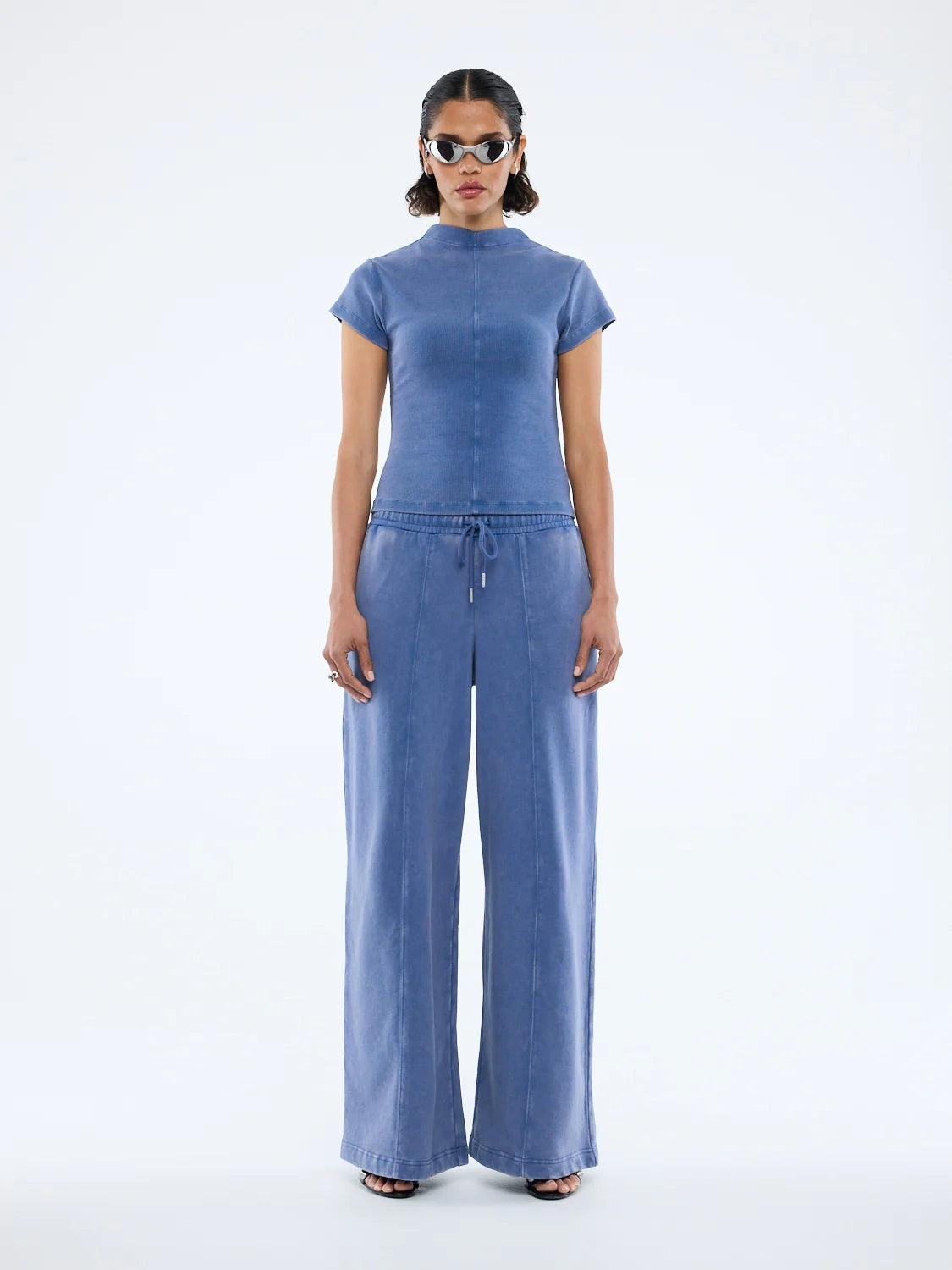 Tia rib tee, Indigo wash