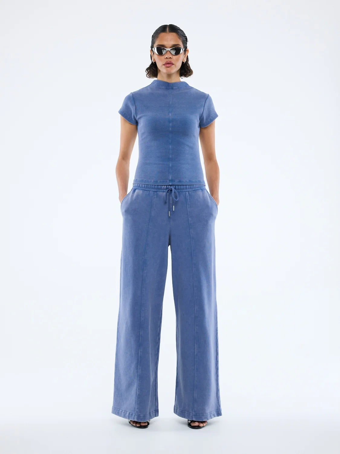 Tia rib tee, Indigo wash