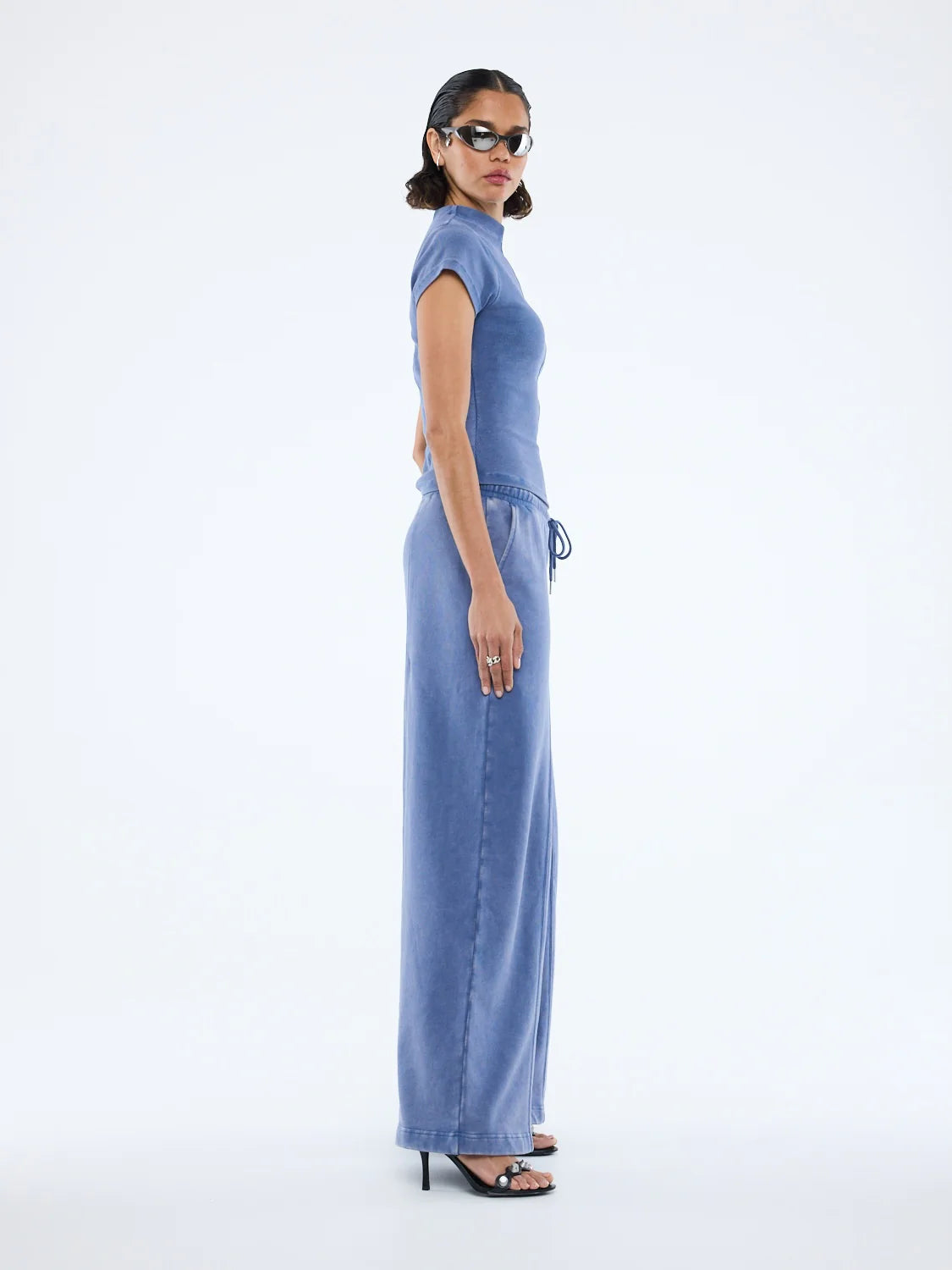 Tia rib tee, Indigo wash