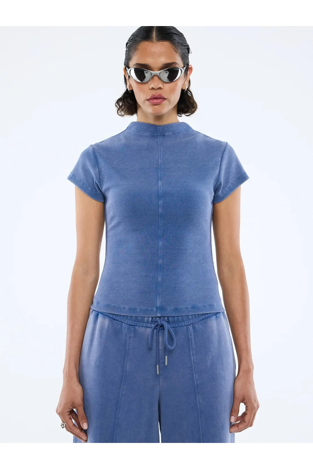Tia rib tee, Indigo wash