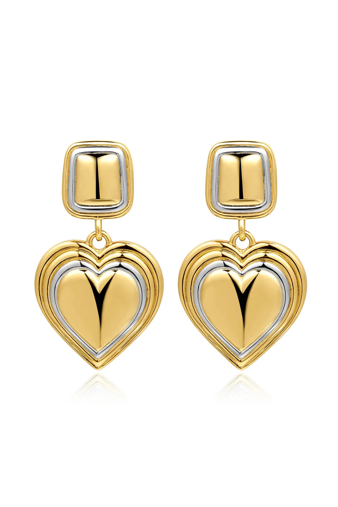 Two tone heart earrings