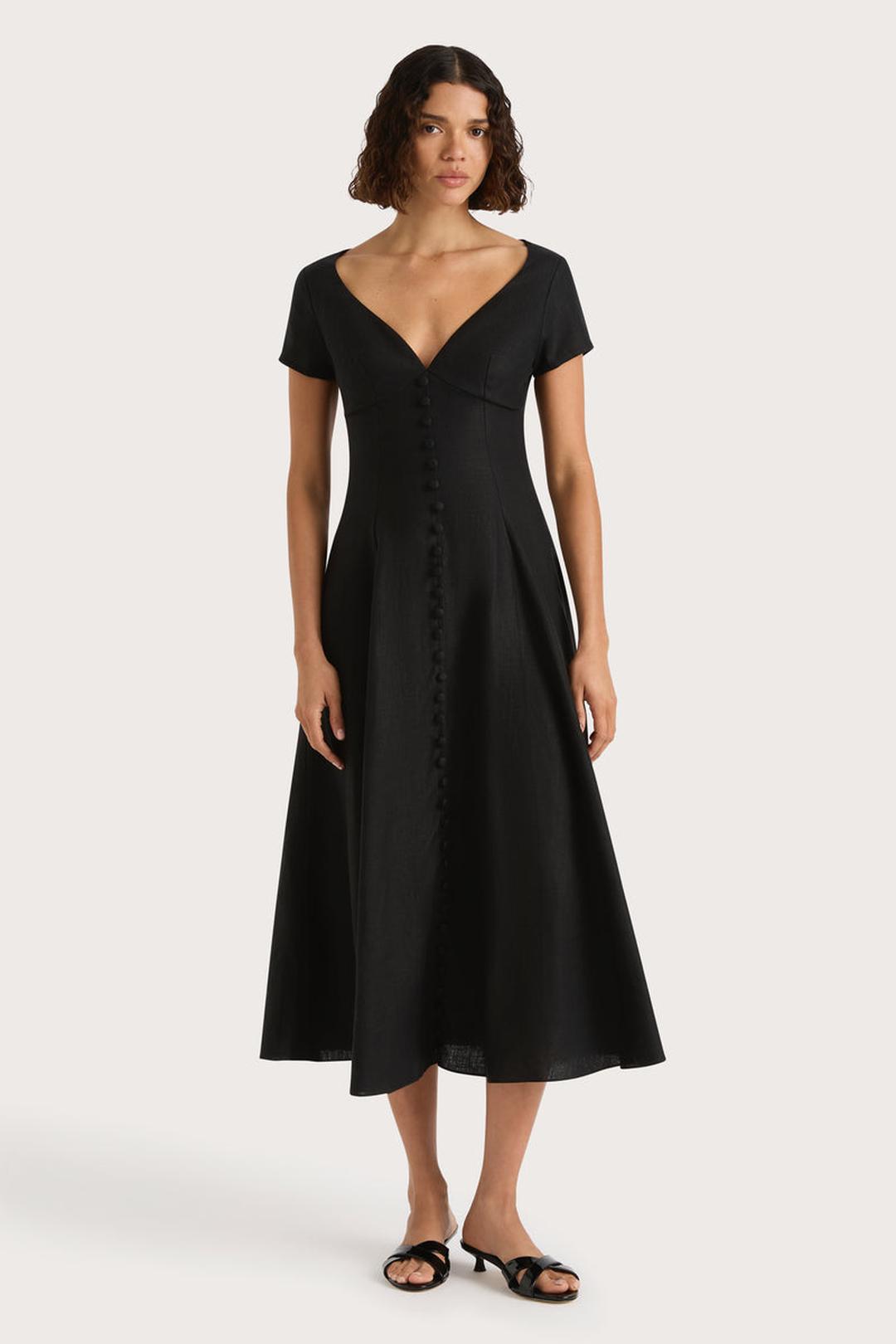 delphine midi dress, black