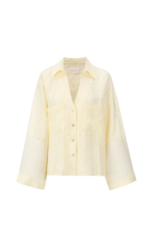 The kyla shirt, creme jacquard