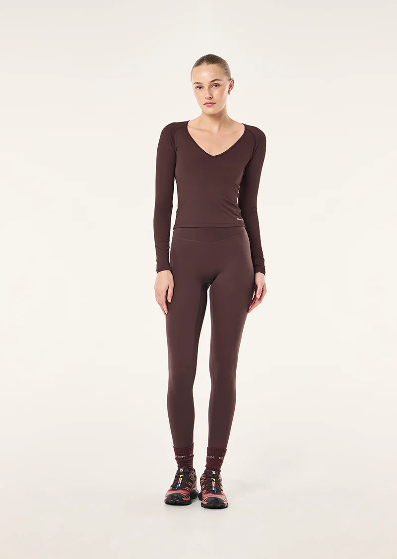 Foundation v neck long sleeve top, dark plum