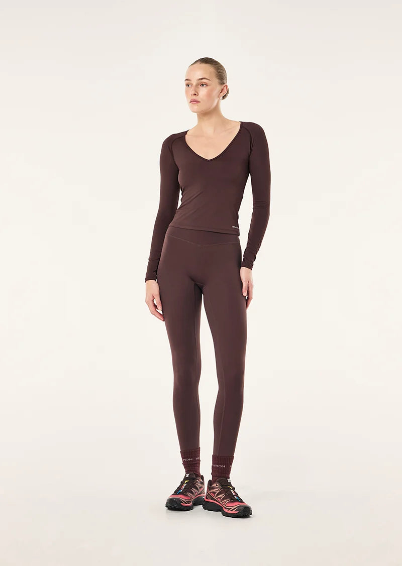 Foundation v neck long sleeve top, dark plum