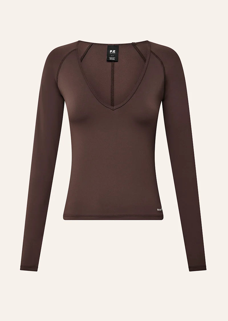 Foundation v neck long sleeve top, dark plum