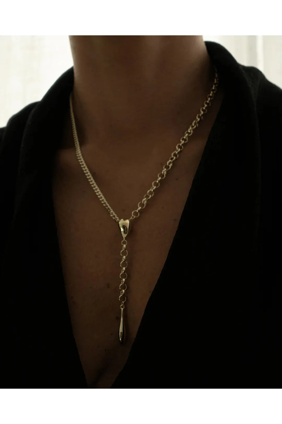 droplet necklace, gold