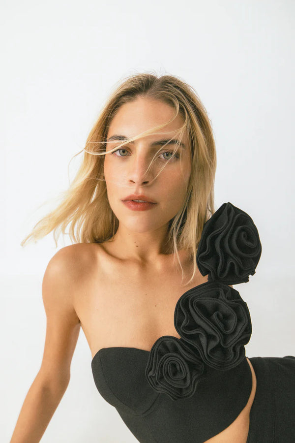 Flores Rose Bustier - NOIR