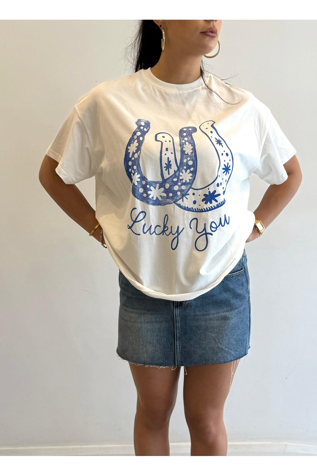 lucky you tee, white