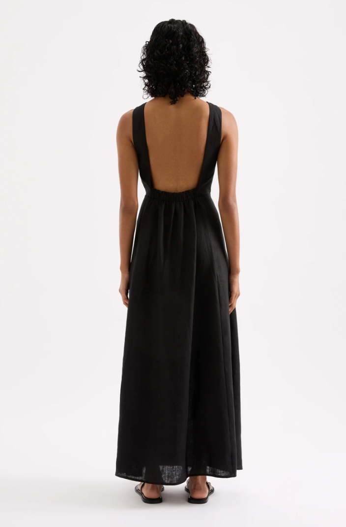 Gael linen maxi dress, black