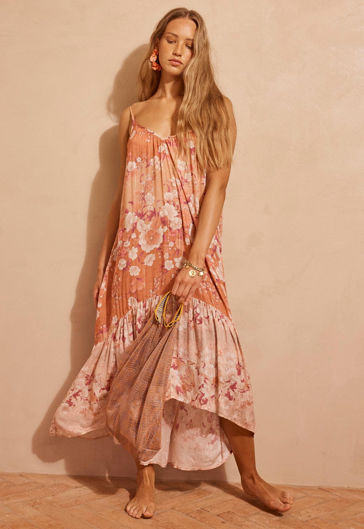 Isola strappy dress, sunfade pink