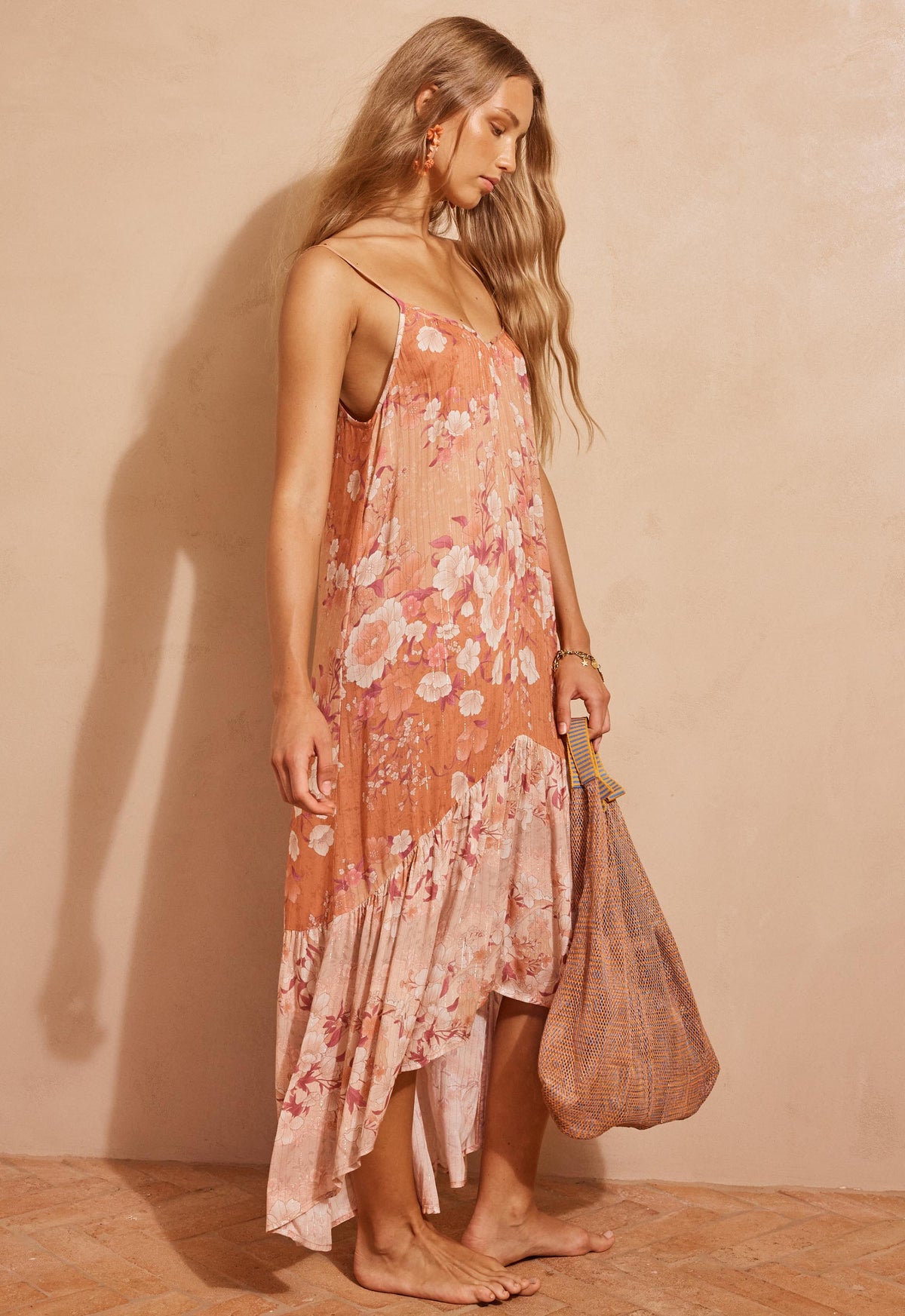 Isola strappy dress, sunfade pink