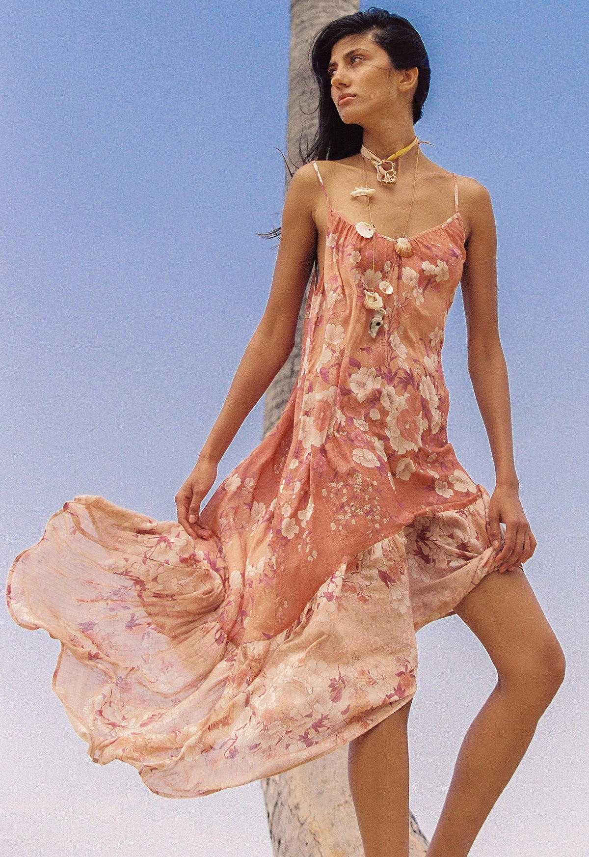 Isola strappy dress, sunfade pink