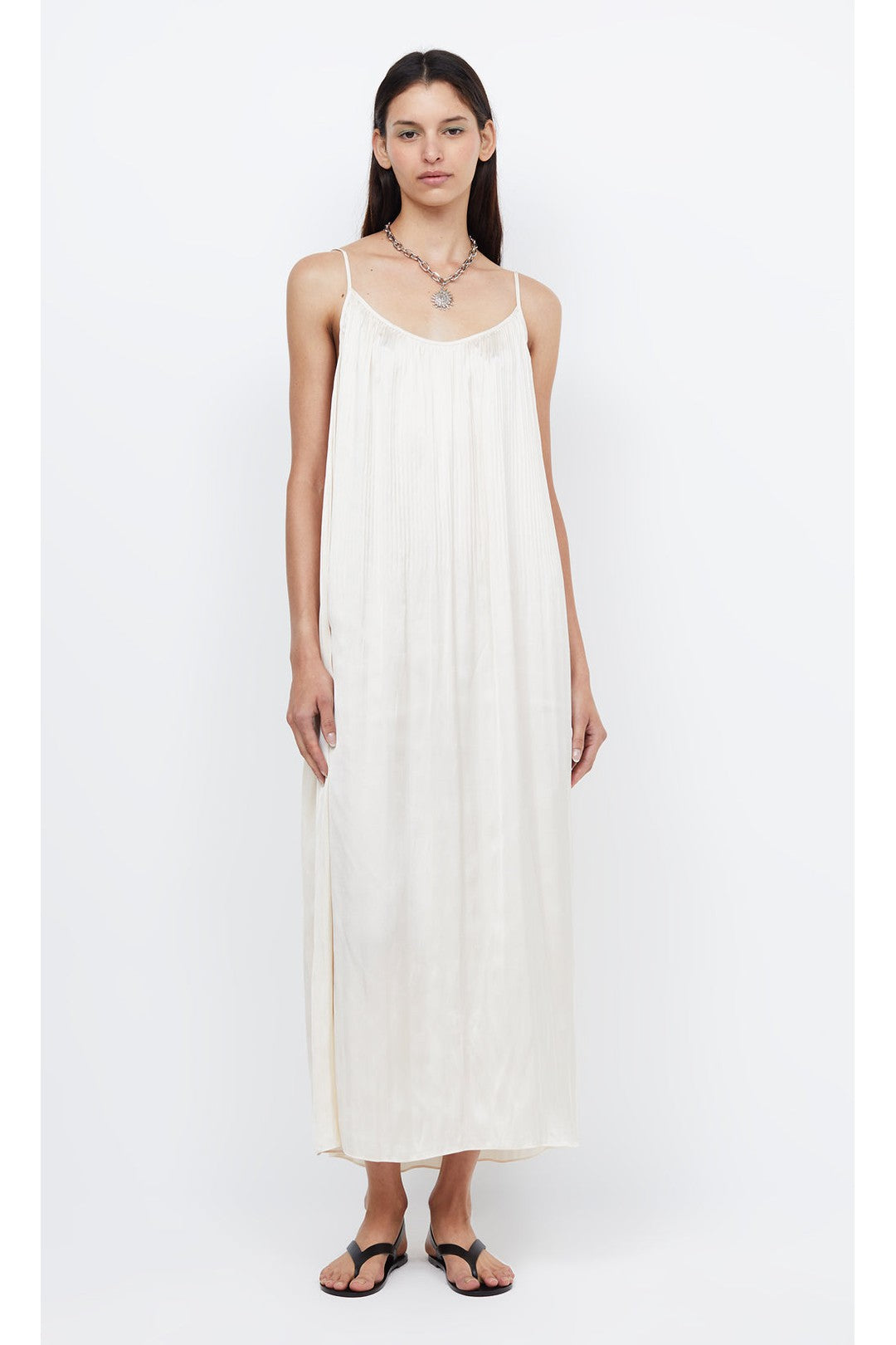Paradise pleated maxi dress, Ivory