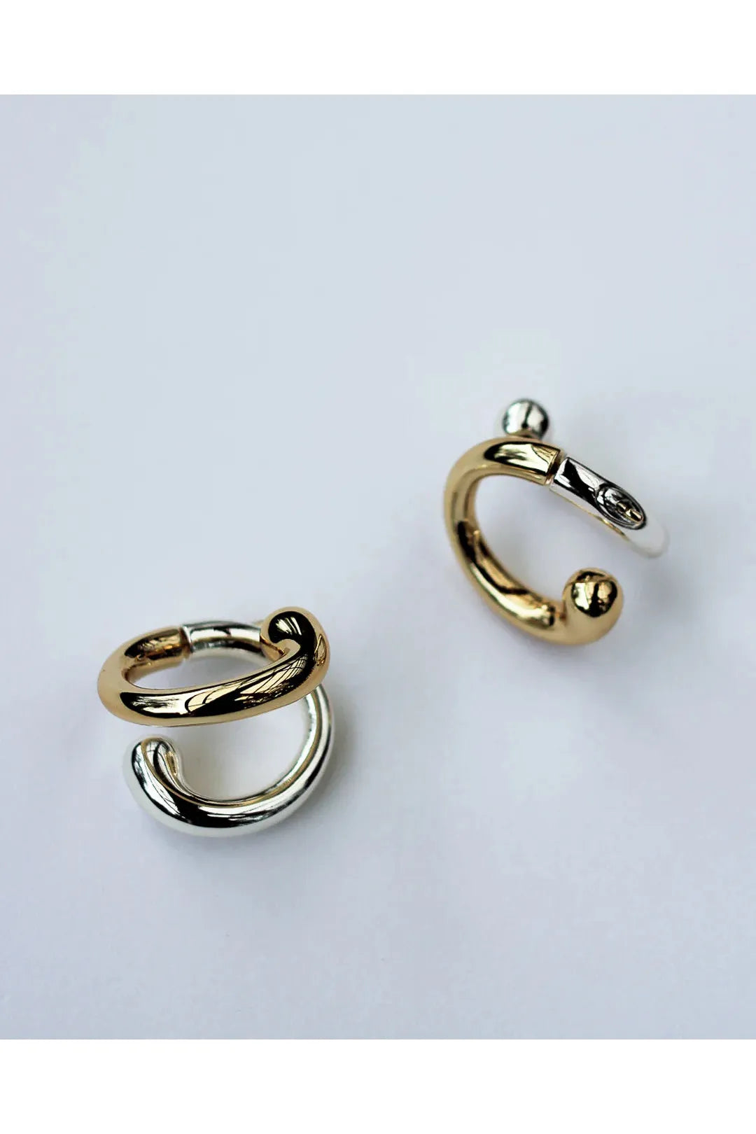 double trouble hoop earrings. gold + silver