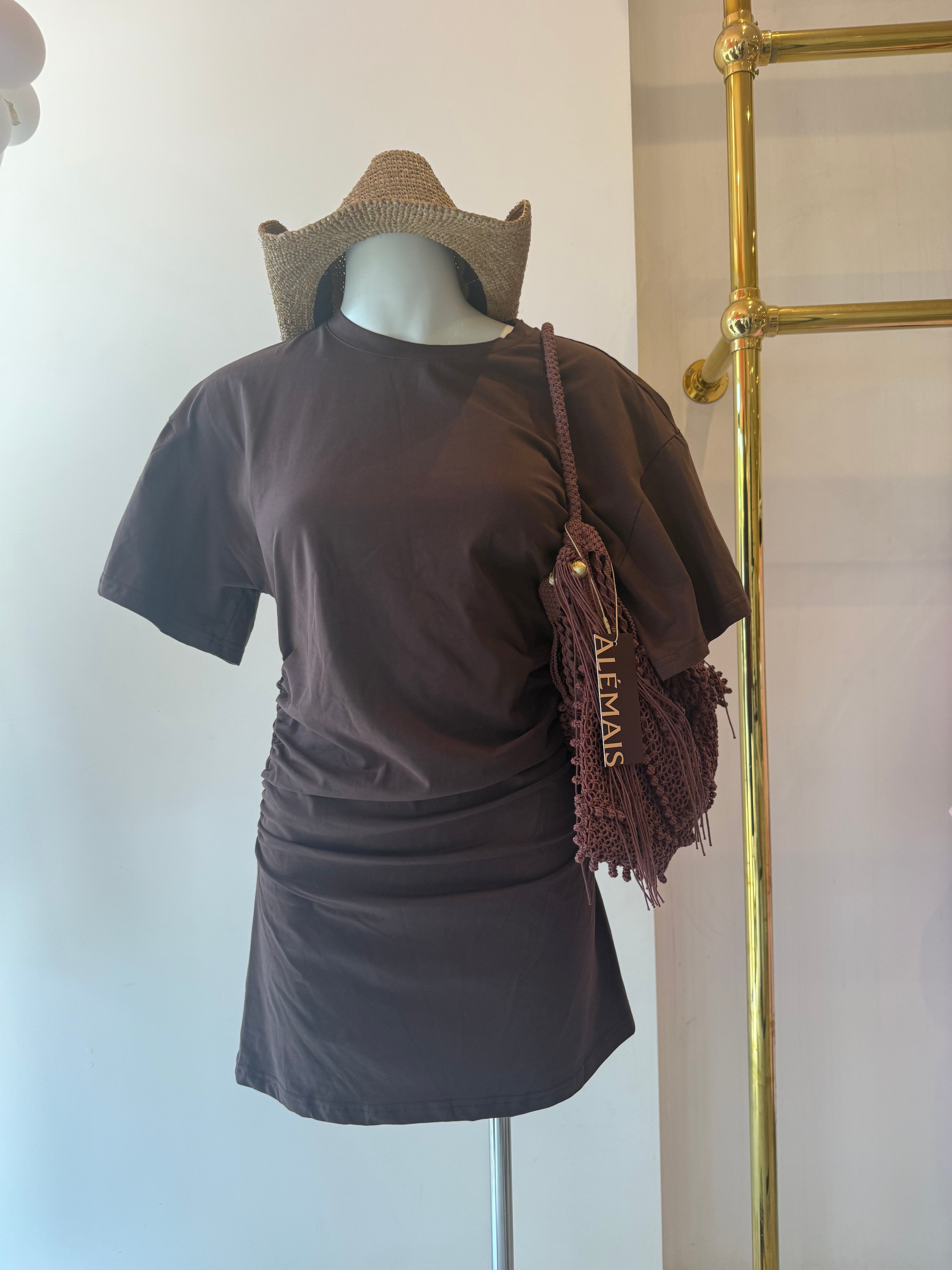 Tee mini dress, choc