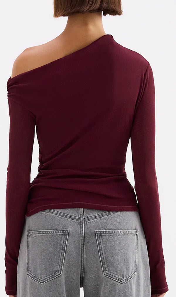 Rue mesh long sleeve top, merlot