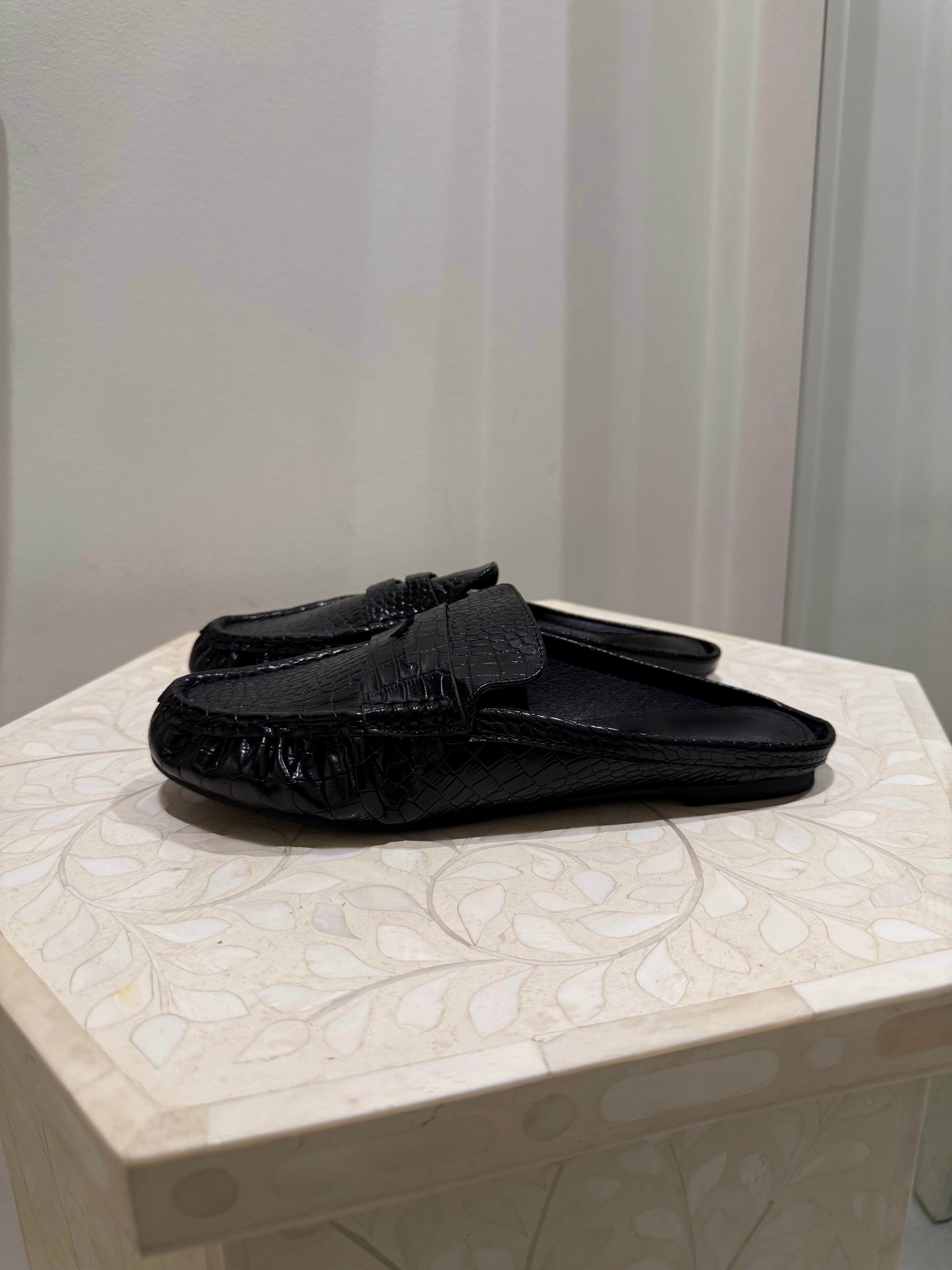 Chrissy Slip on loafer, black croc