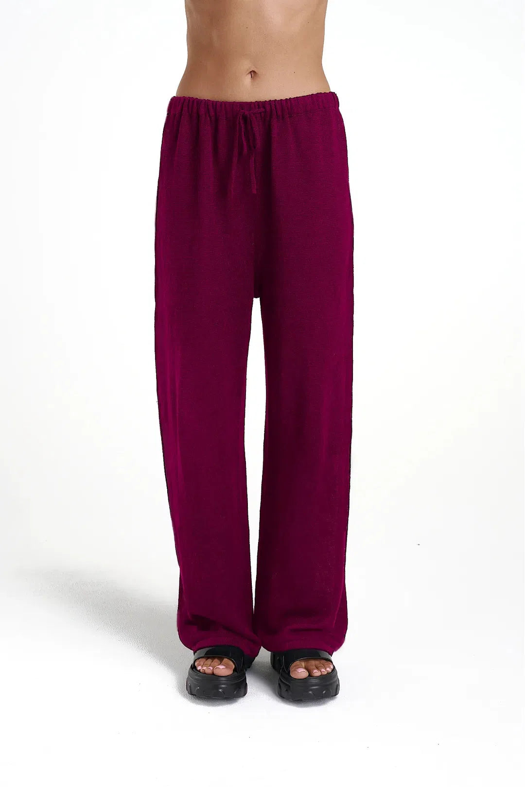 knit pants, plum