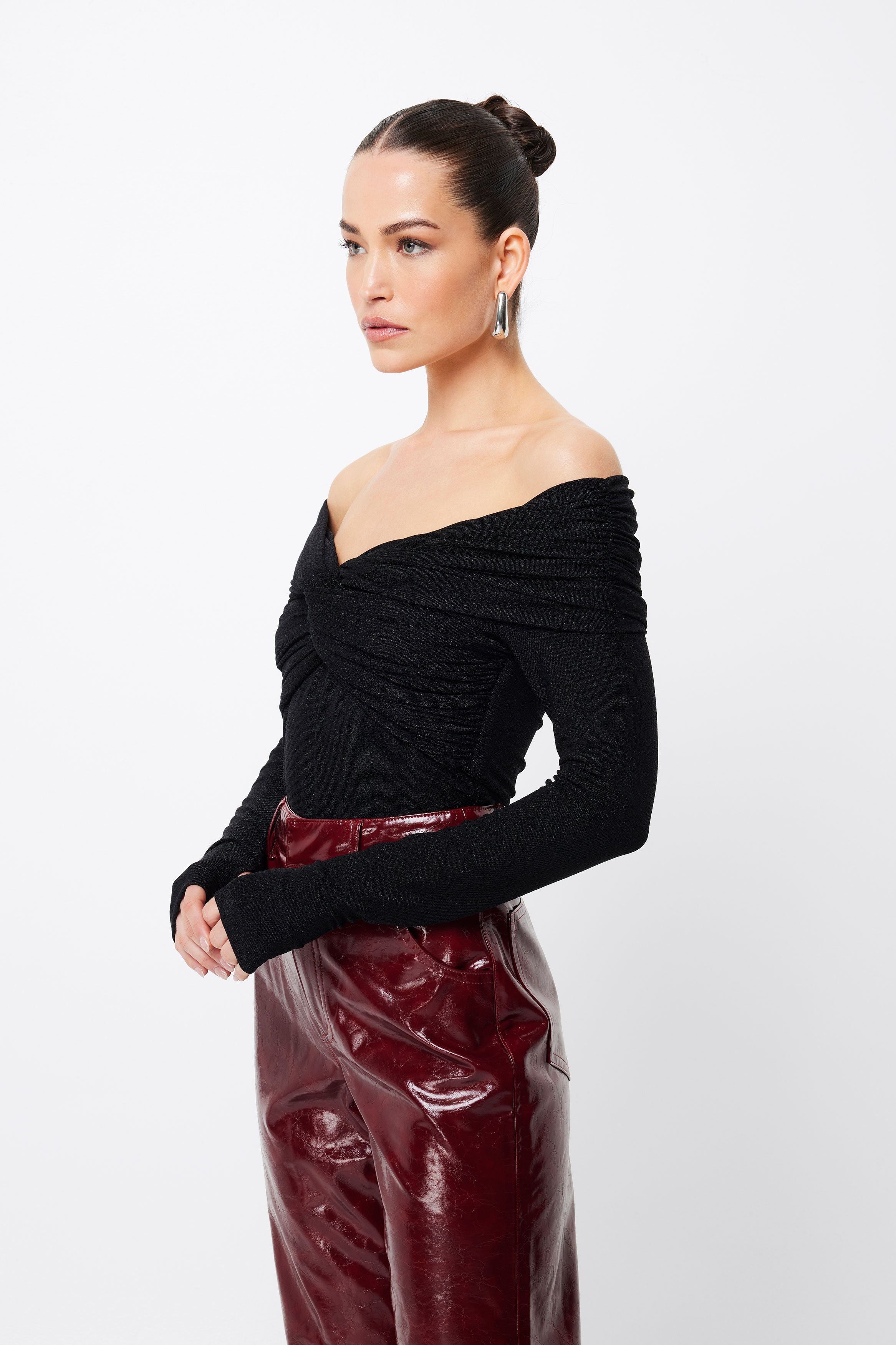 Intermission off shoulder top, black