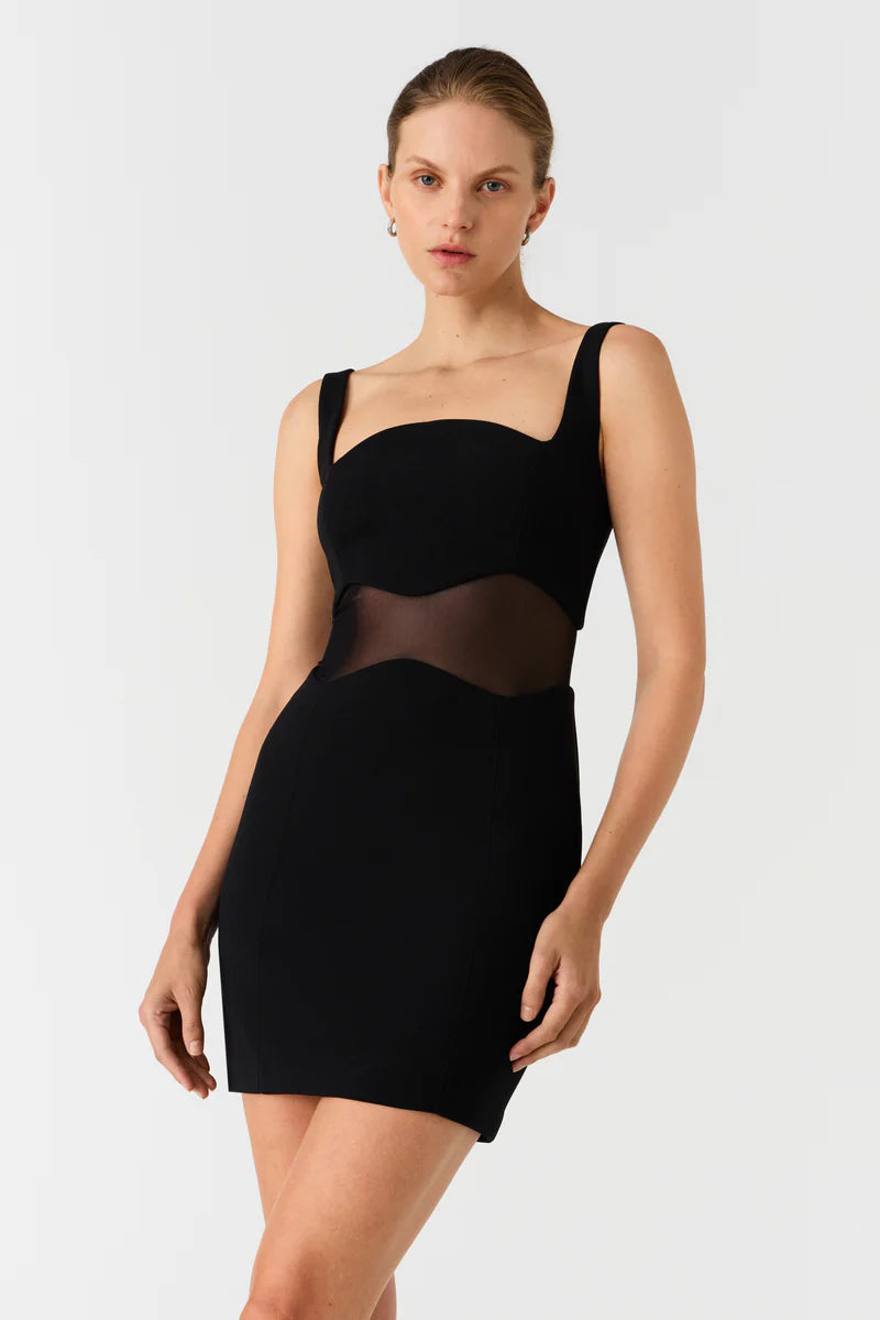 Orlanda crepe mini dress, black