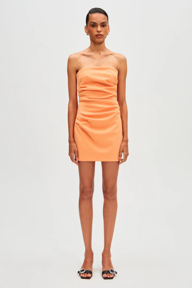 alston crepe mini dress, tangerine