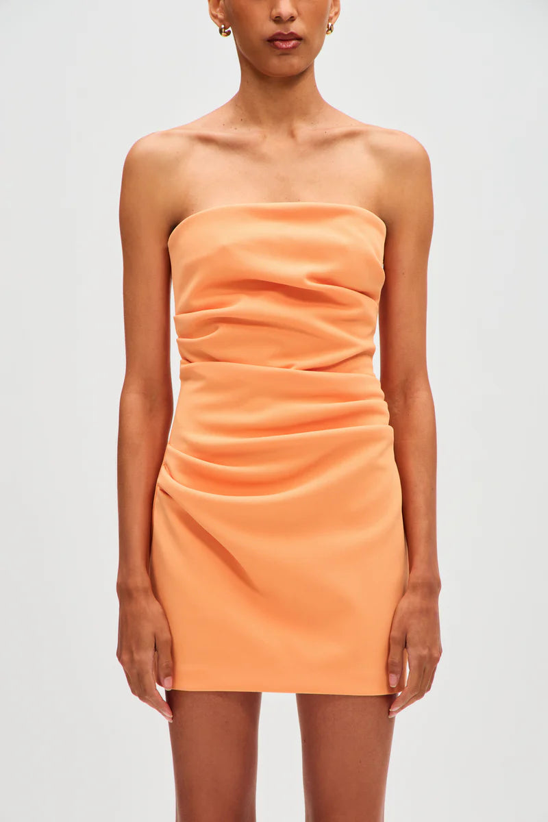 alston crepe mini dress, tangerine