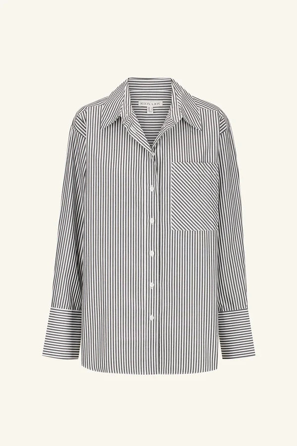 jayde oversized shirt, dark navy/ivory