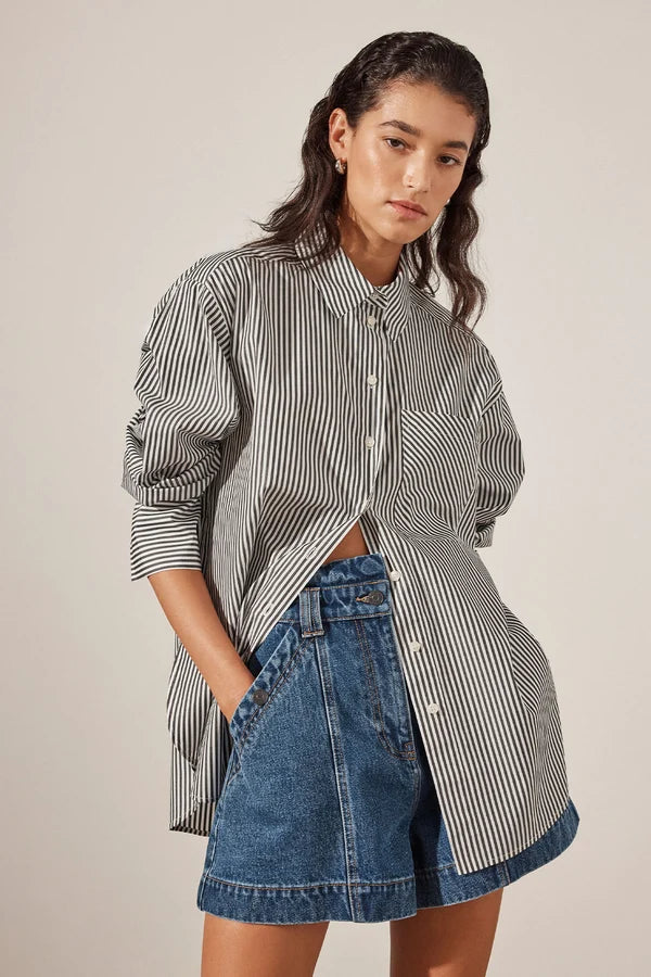jayde oversized shirt, dark navy/ivory