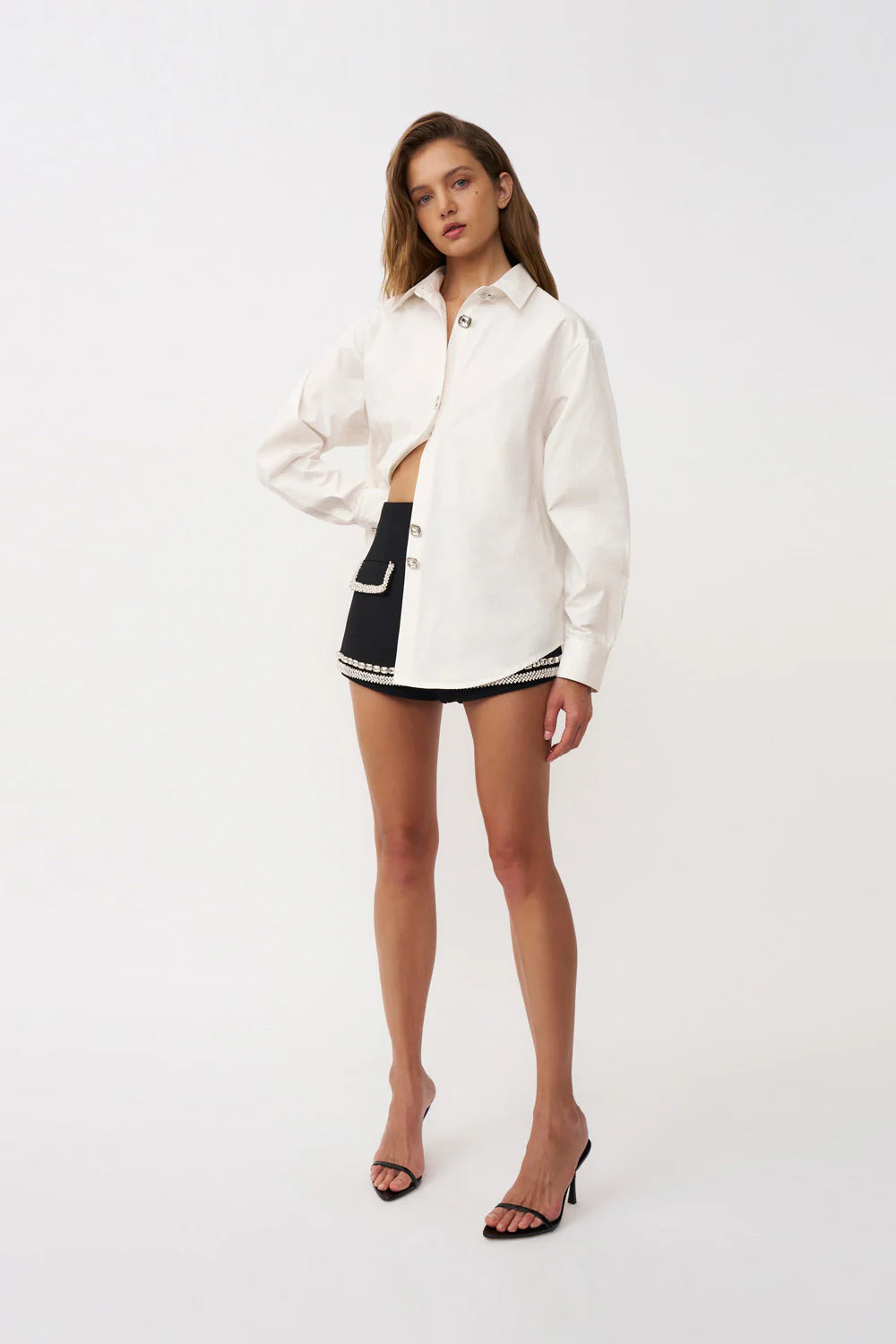 jewel button shirt, ivory