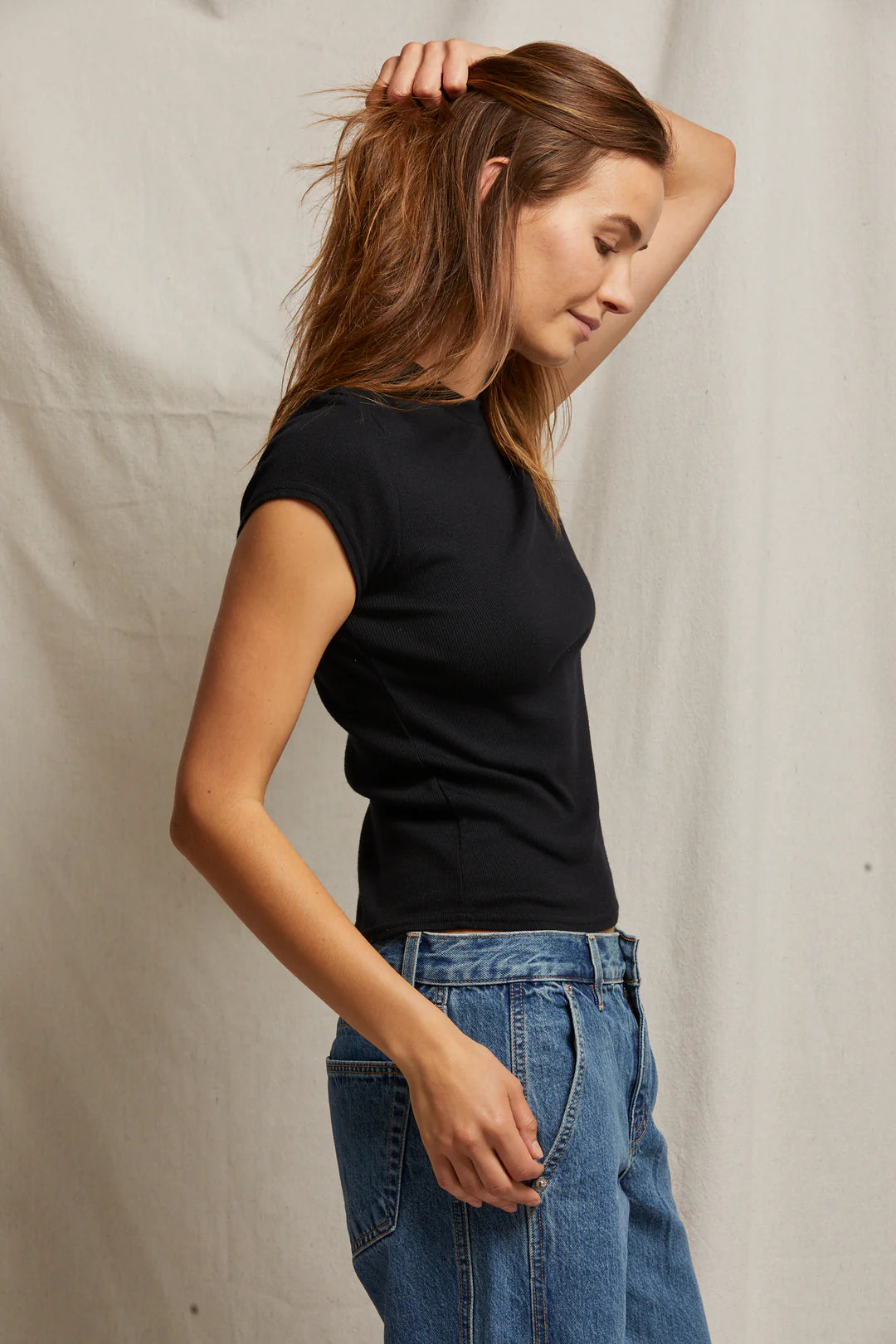 Jude ribbed baby tee, true black