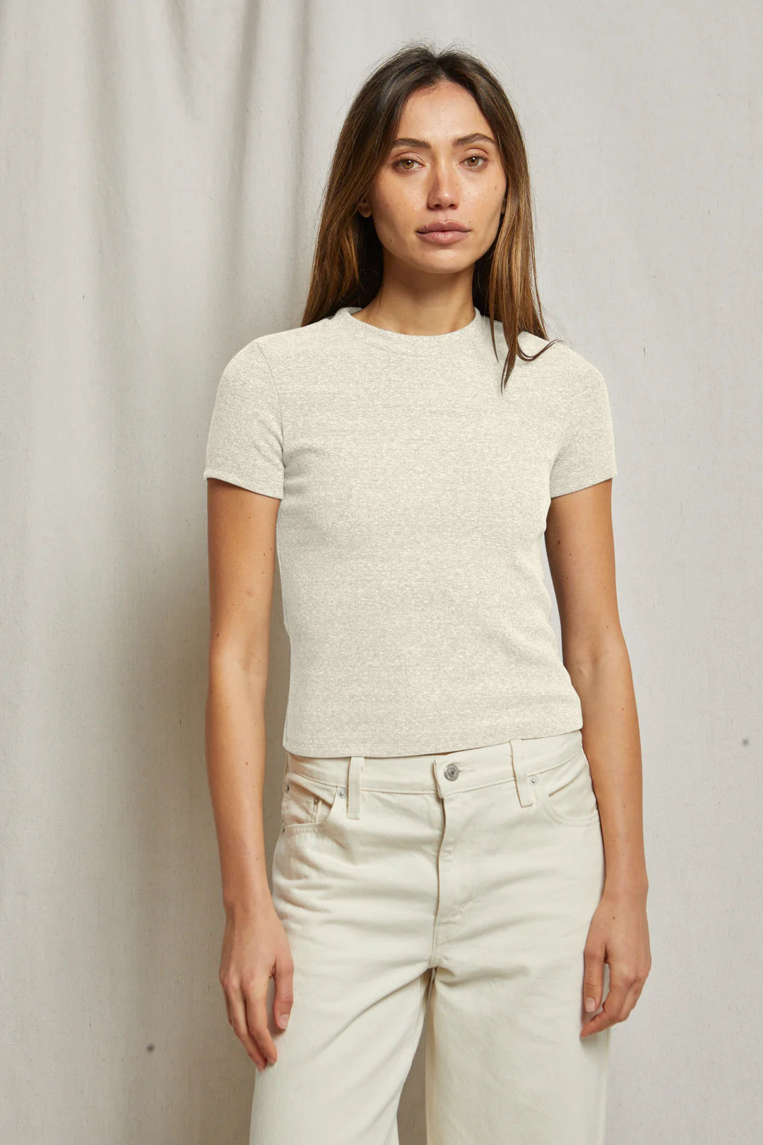 Katz Ribbed t shirt, heather oat