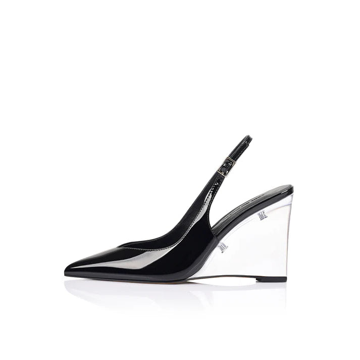 Octavia wedge, black patent leather