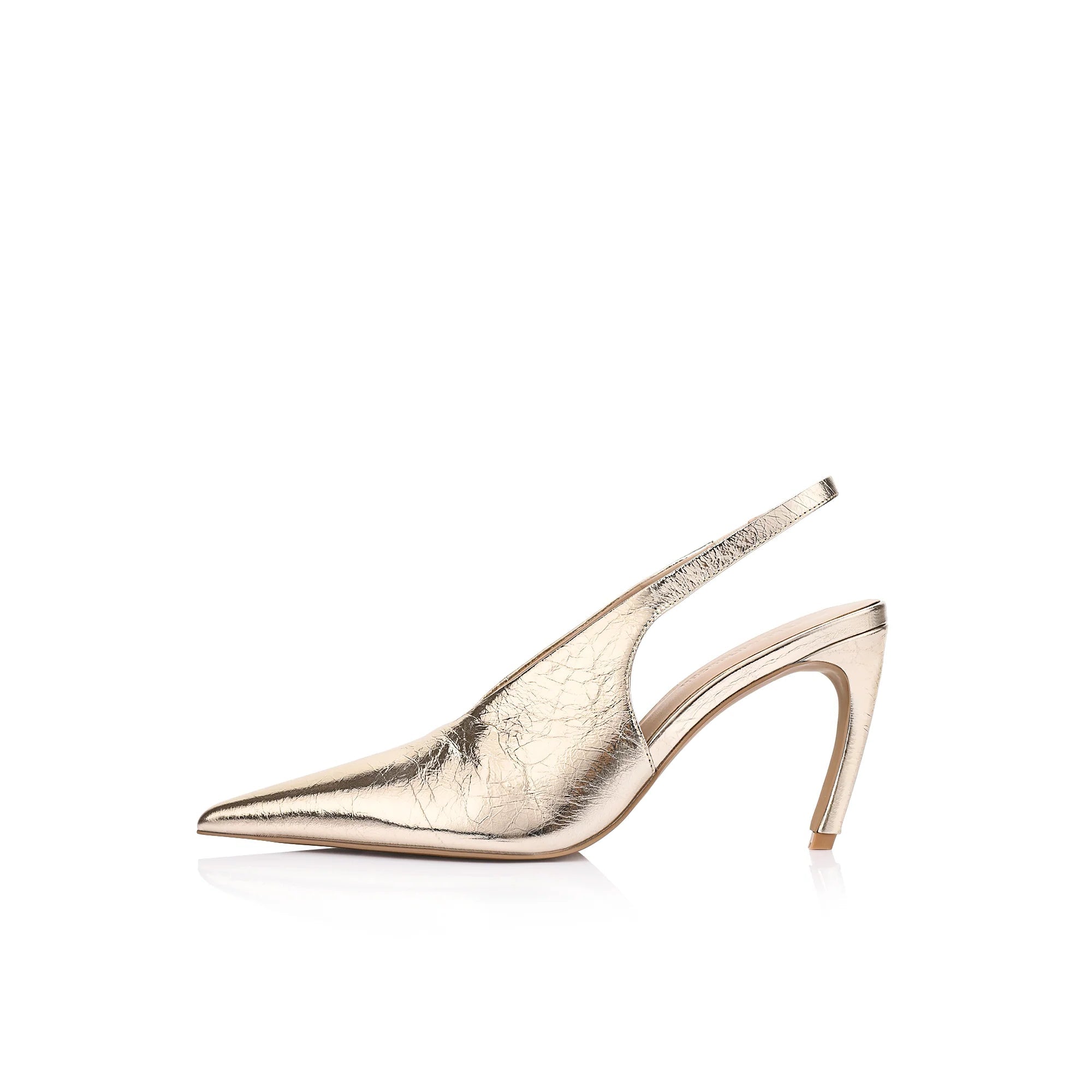 Rochelle slingback pump, champagne crinkle leather