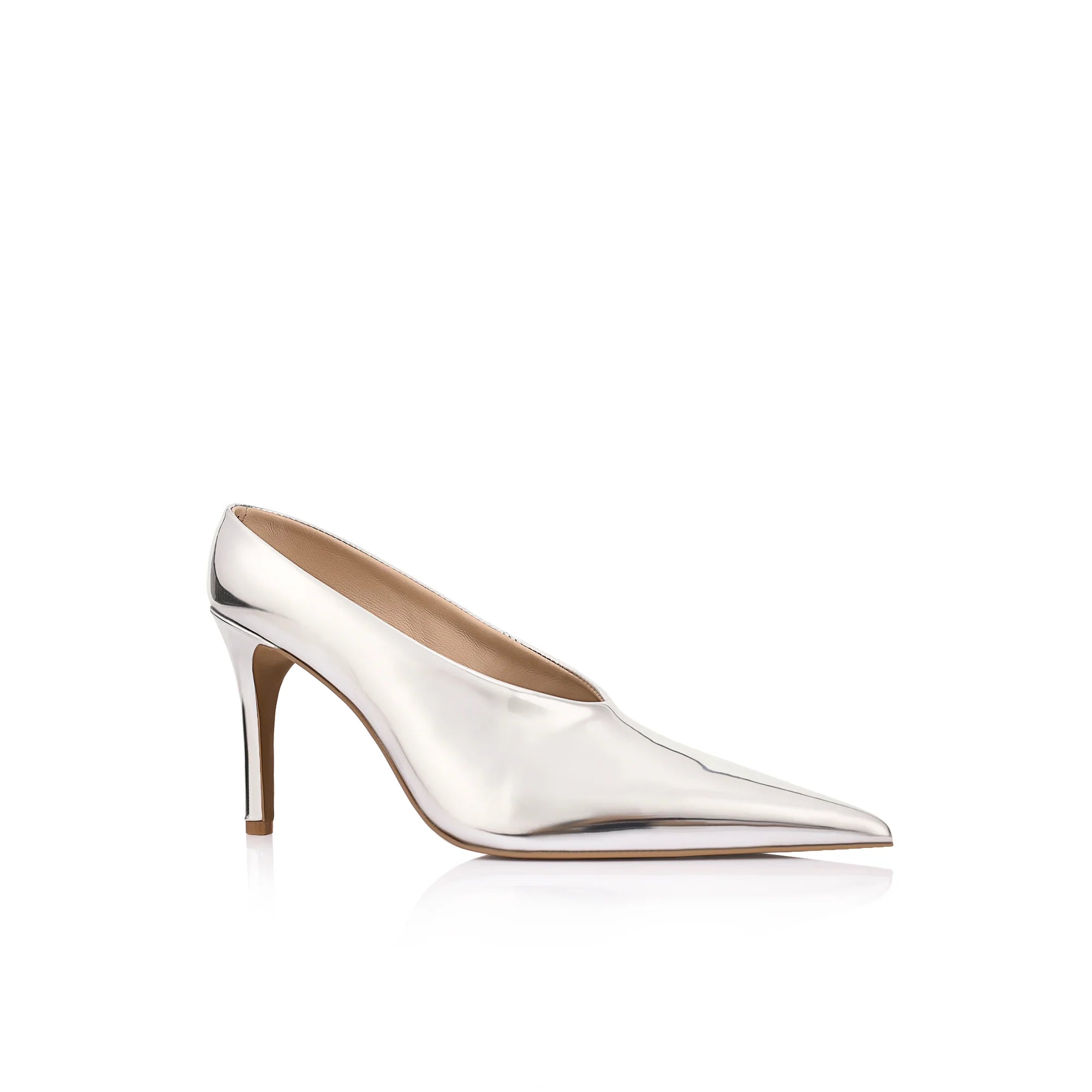 Ariana mule, silver mirror leather