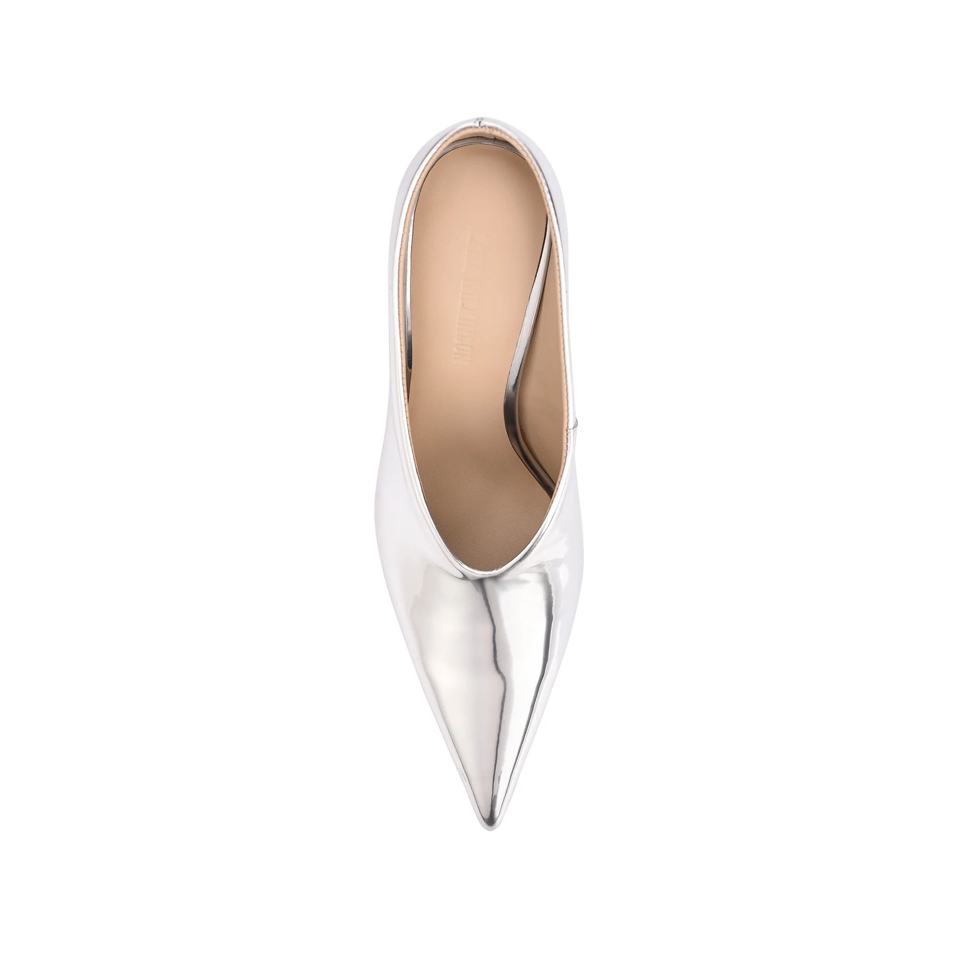Ariana mule, silver mirror leather