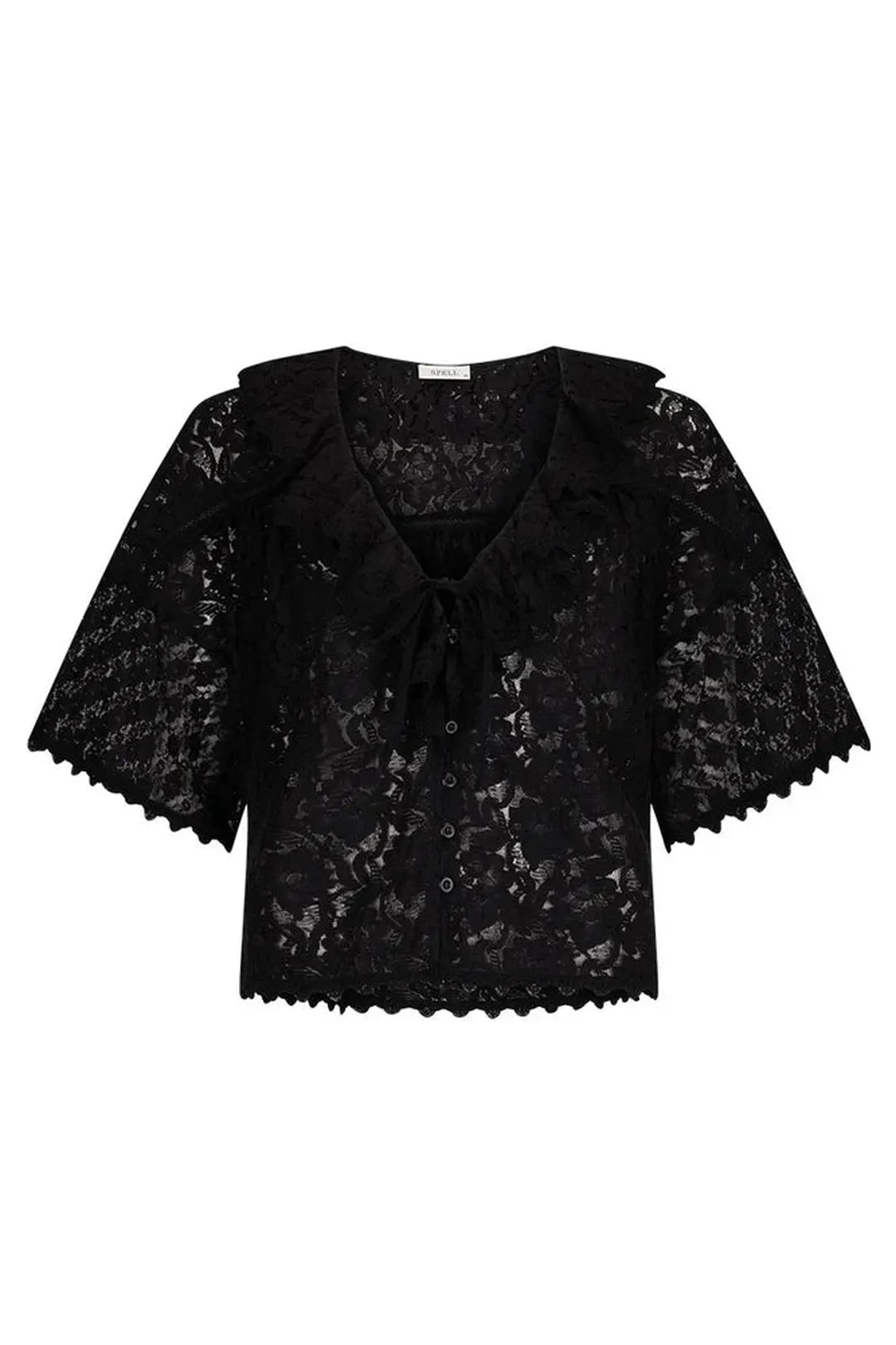 lux lisbon lace blouse, onyx