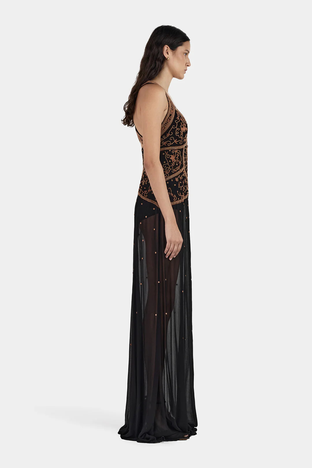 Maja beaded maxi dress, onyx + oak