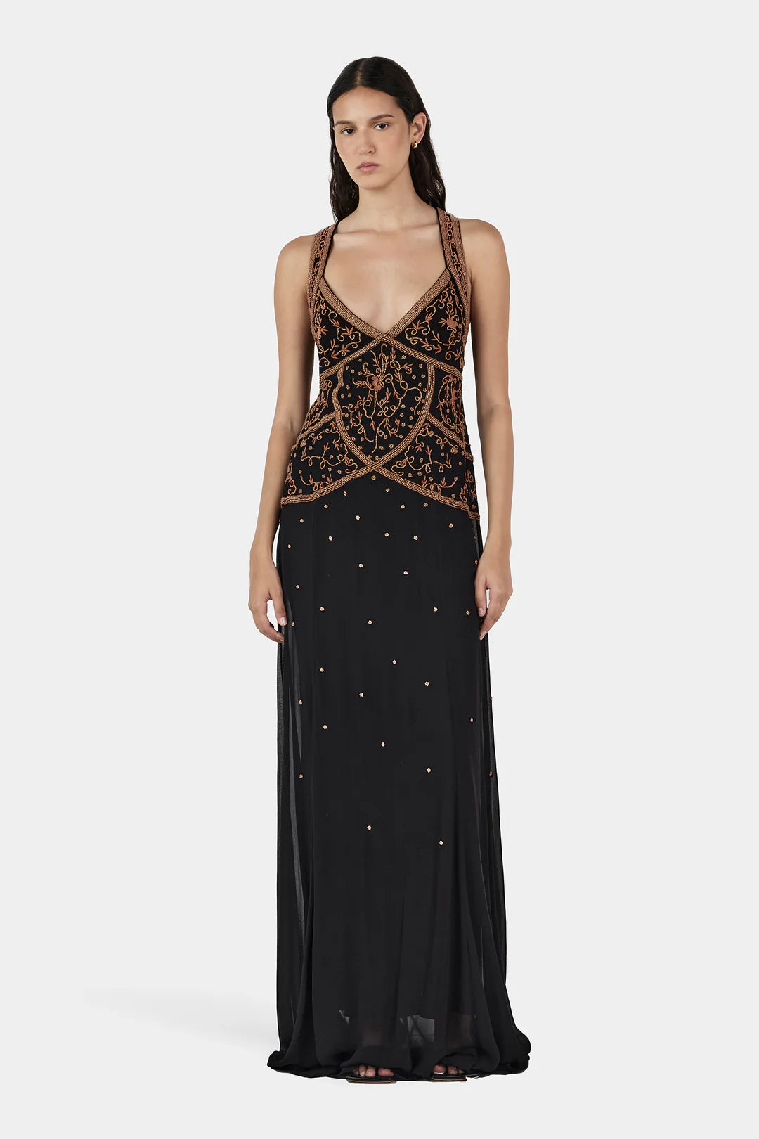 Maja beaded maxi dress, onyx + oak