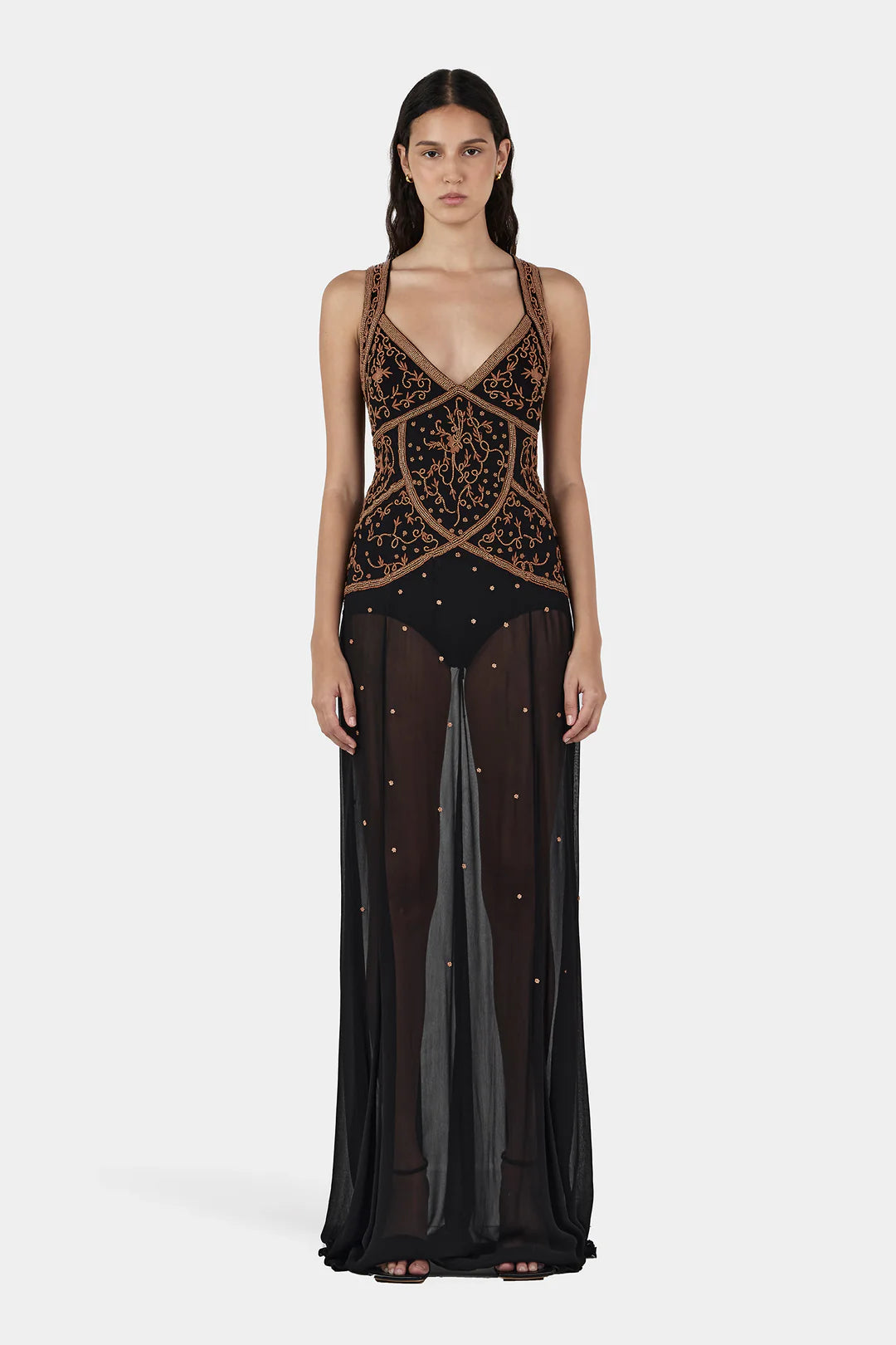 Maja beaded maxi dress, onyx + oak
