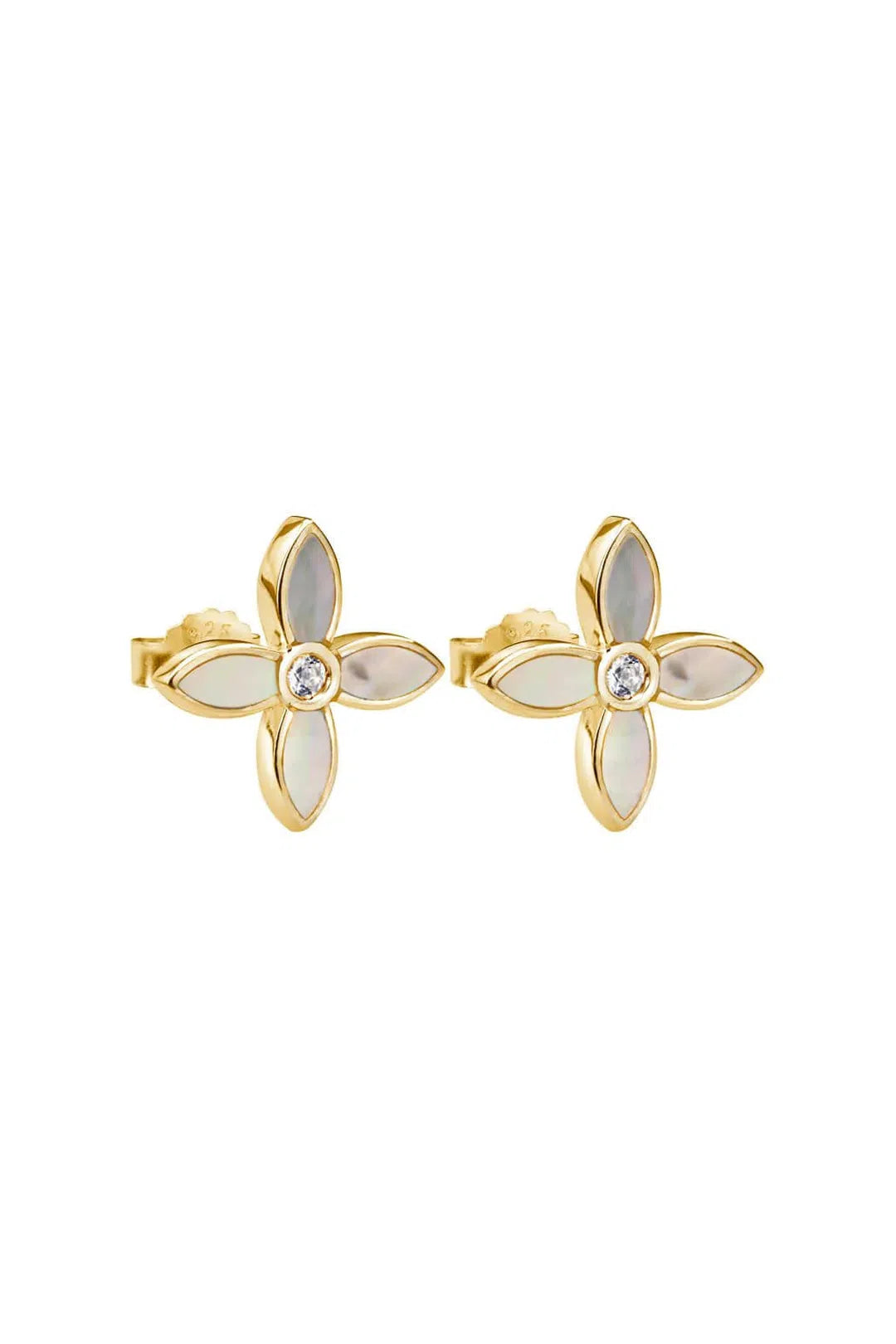 Small earrings with MOP in 18 KT Yellow Gold Plate