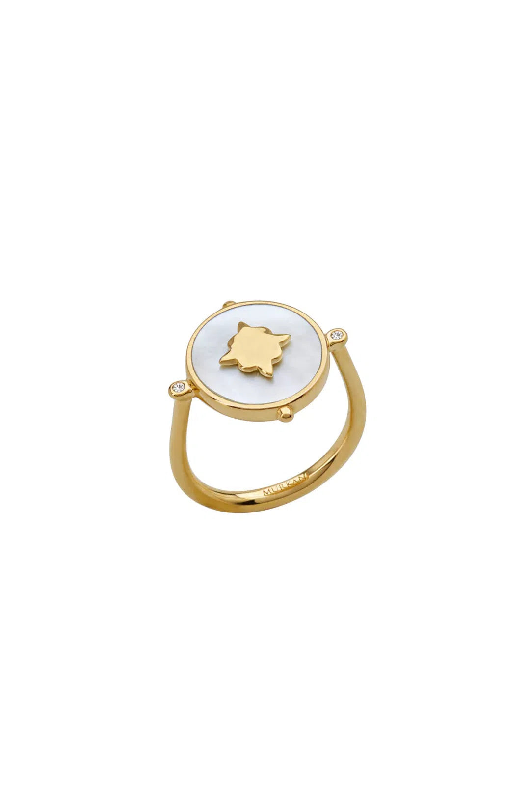 Temple Moon Ring with MOP in 18KT Yellow Gold Plate