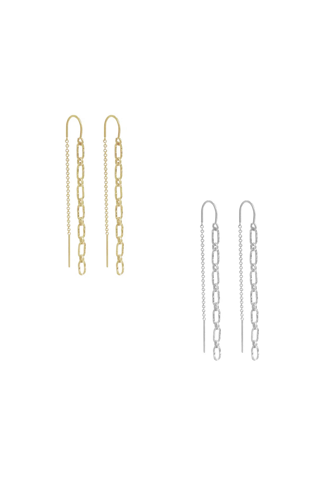 Mezi chain thread earring, gold