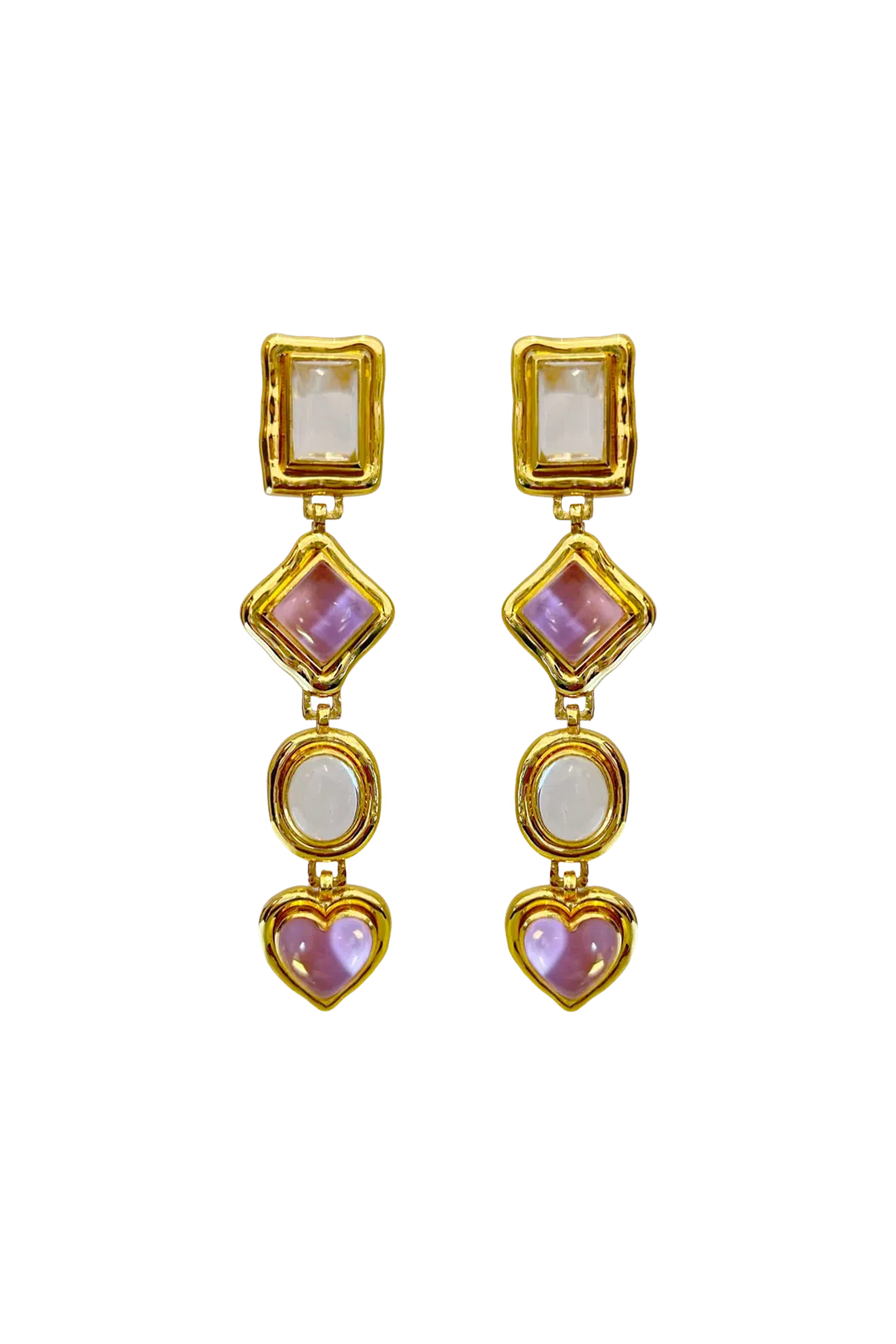 naomi earrings, gold/pink