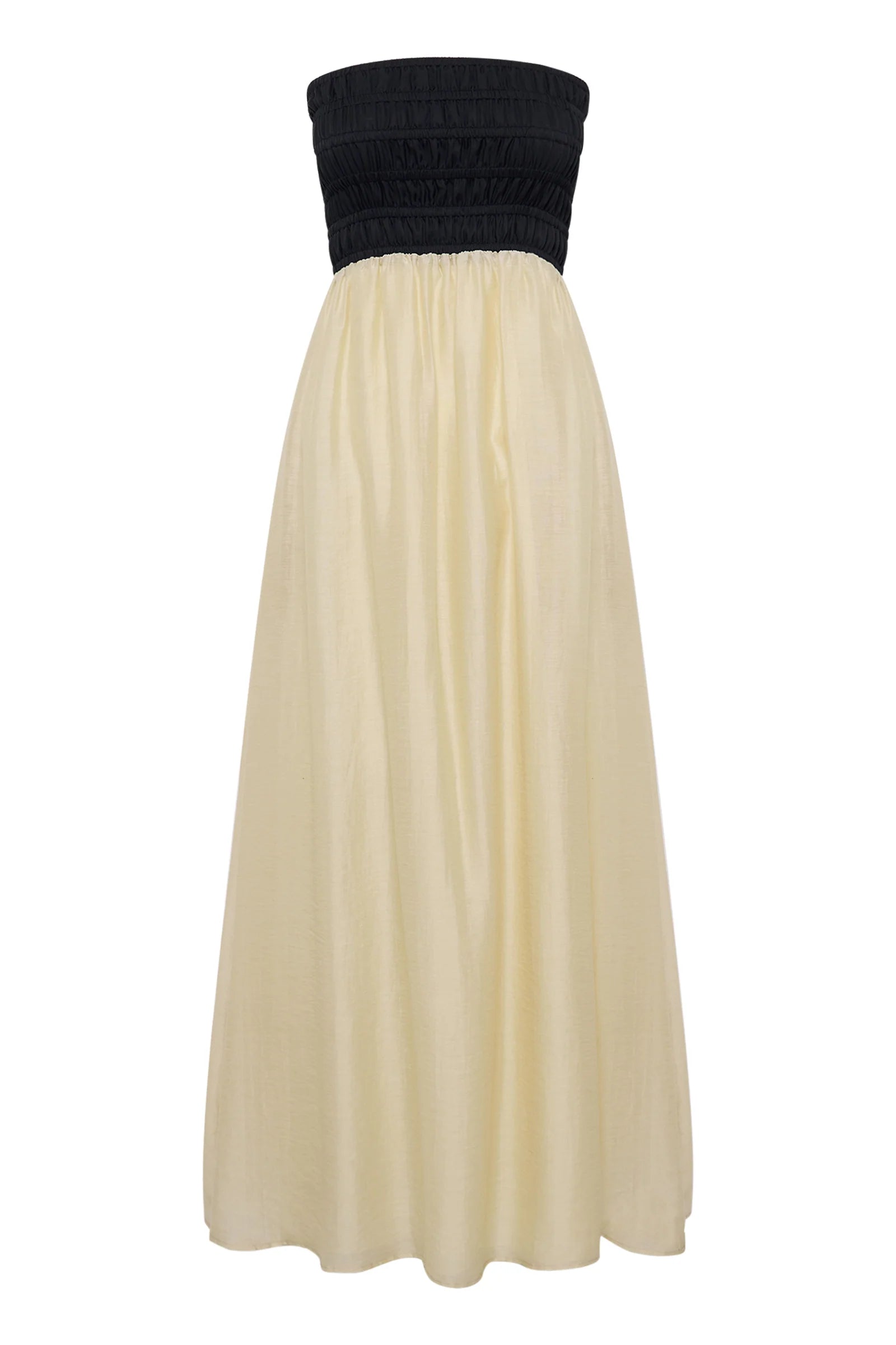 Frances shirred maxi dress, chamomile splice