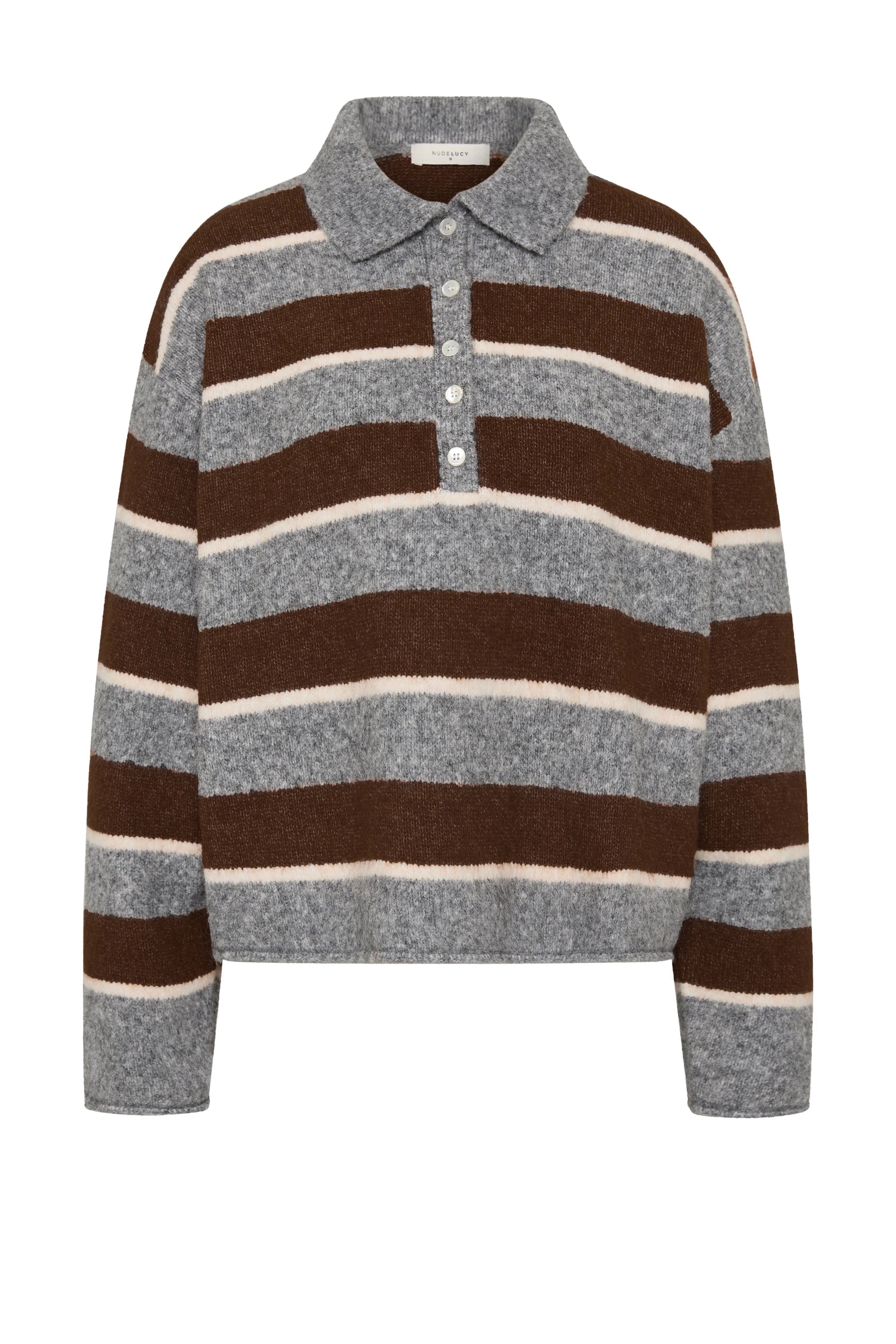 Maia rugby knit, charcoal stripe