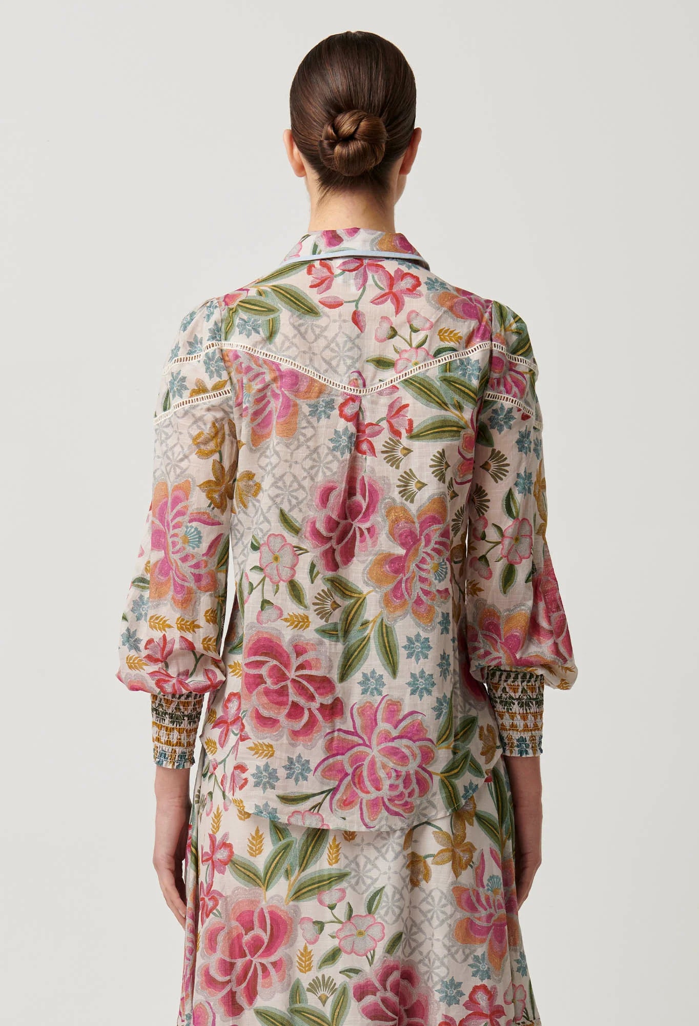 wren lace cotton slub shirt, azalea fields