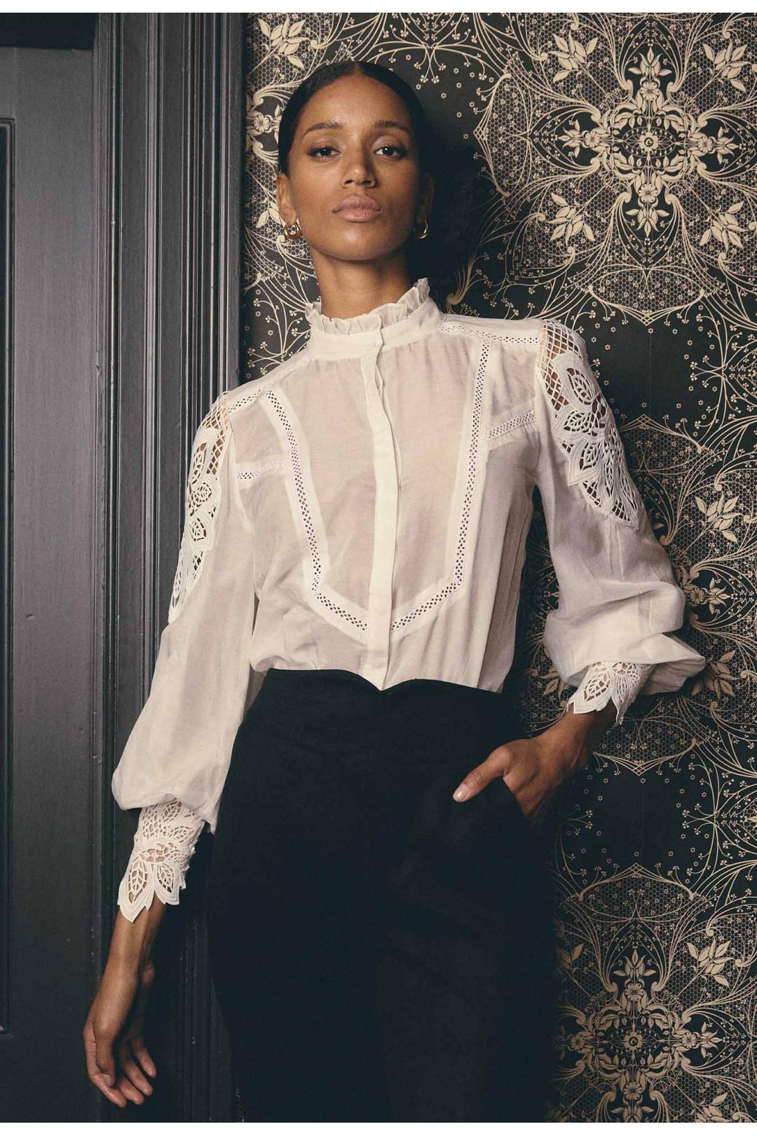 Sevilla Cotton Silk Shirt, Blanca