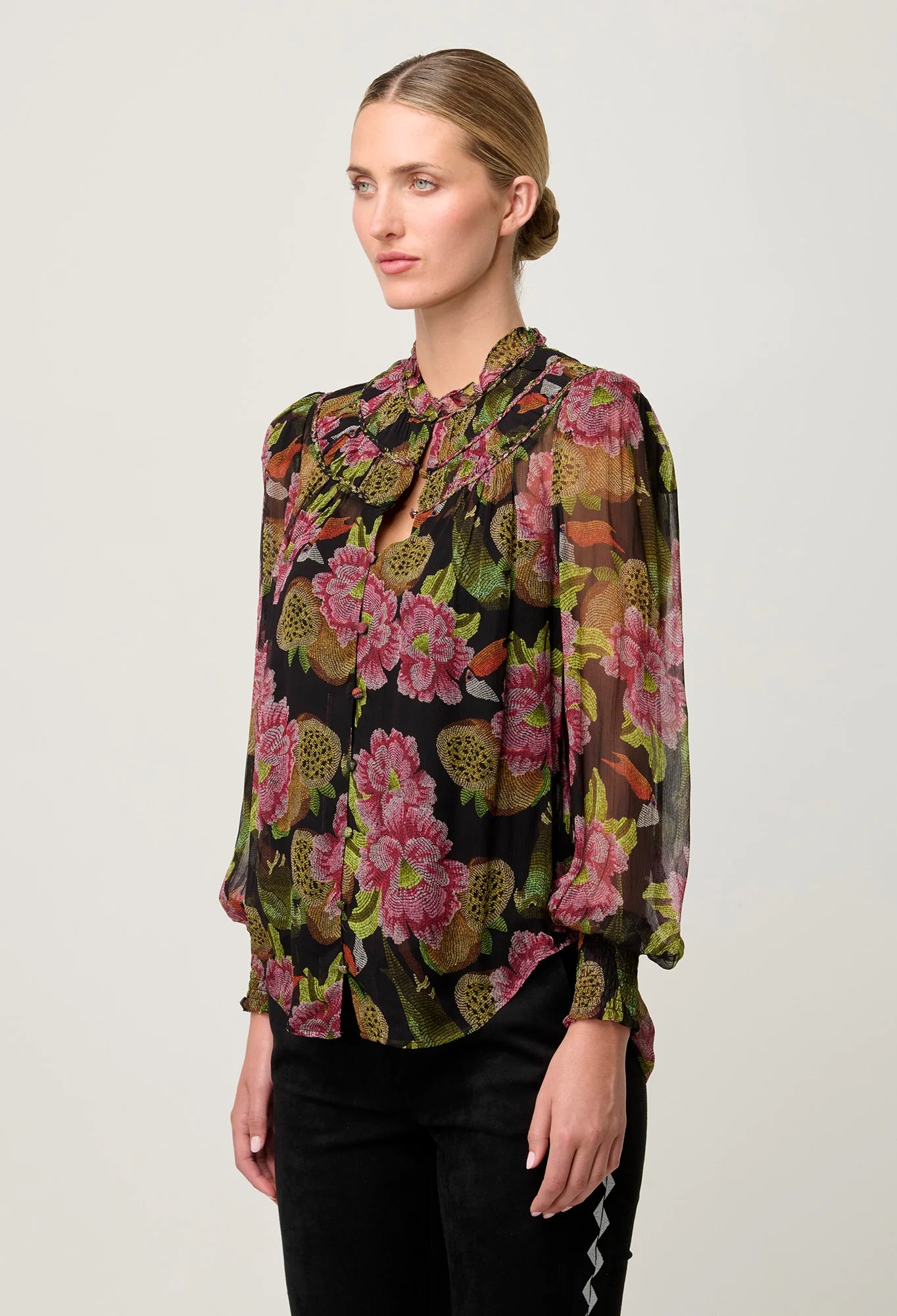 Estrella Viscose Chiffon Blouse, Winter Granadilla